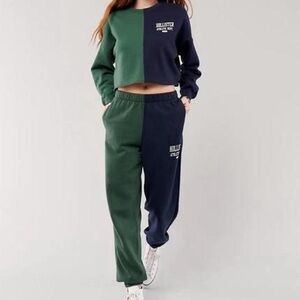 Hollister Colorblock Green & Navy Joggers